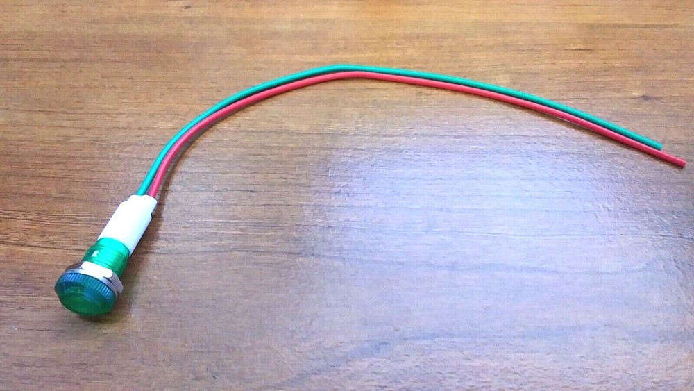 BBT 12 volt DC Waterproof Low-Profile Green LED Indicator Light