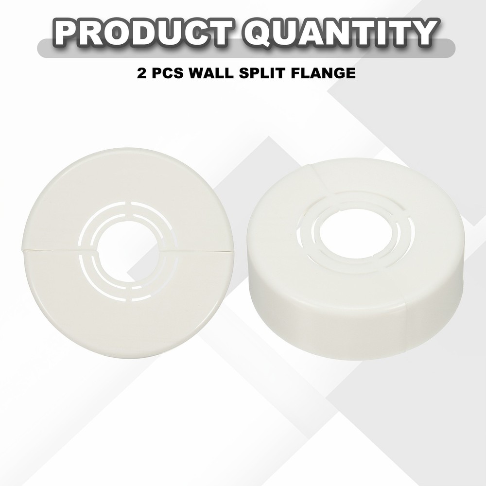 2pcs Wall Split Flange 0.79" Plastic Round Split Flange Pipe Cover, White