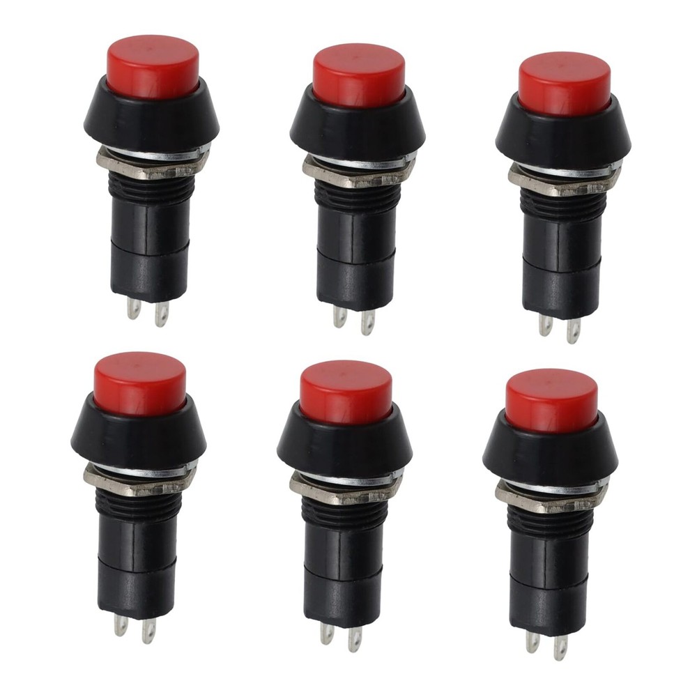 6PCS Latching Push Button Switch, Momentary Push Button Switch for 0.39" Black