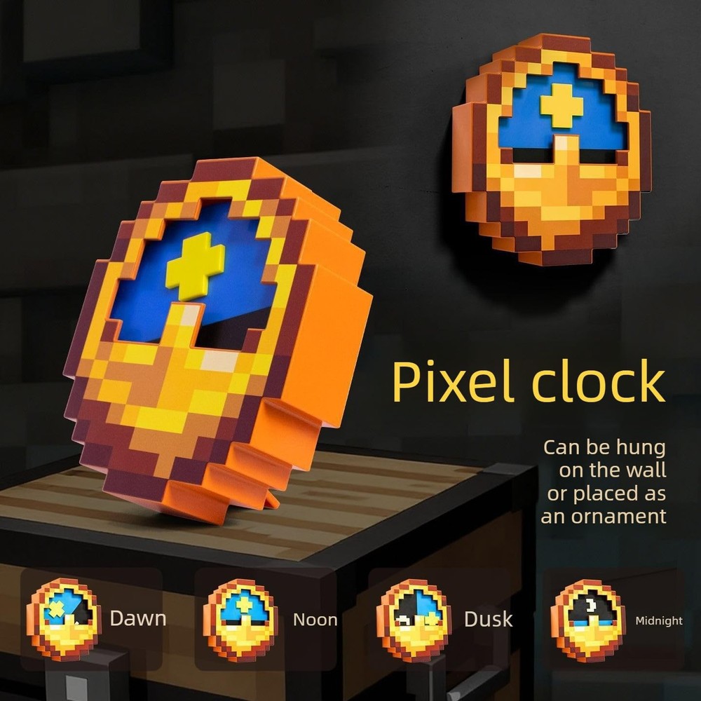 Pixelated Clock, Pixelated World Clock Decoration, Room Decoration, Multifunc...