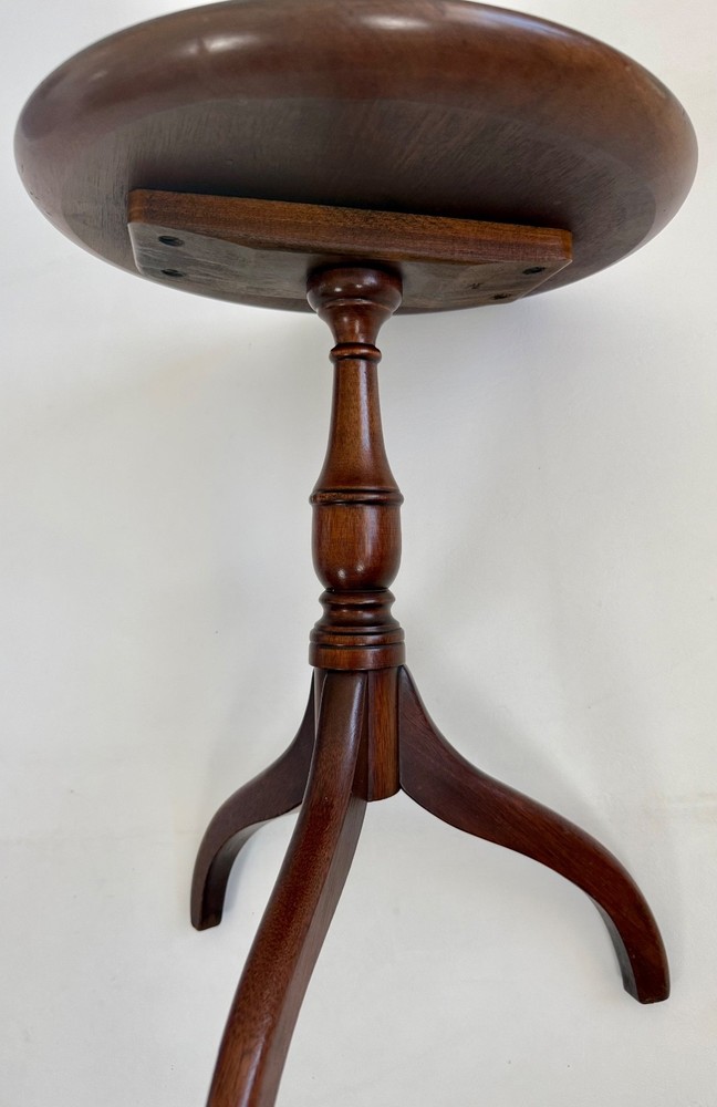 1940s Solid Mahogany Raised Edge Round Tripod Wine / Side Table
