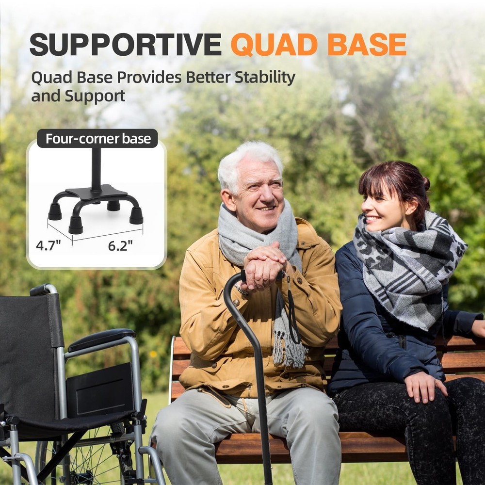 BeneCane Quad Cane Adjustable Walking Cane with Offset Soft Cushioned Handle ...