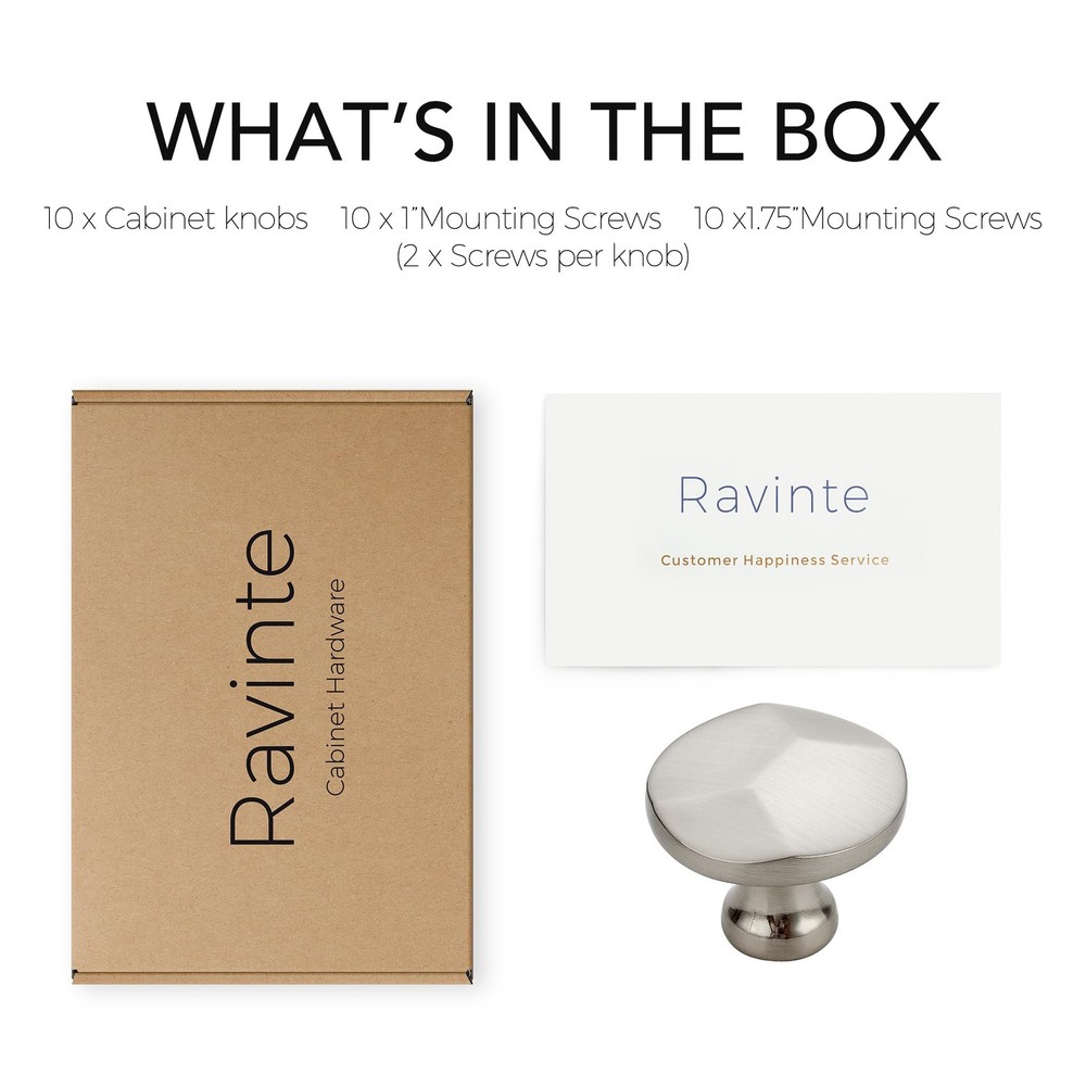 Ravinte 10pk Brushed Nickel Round Cabinet Knobs Solid Zinc Alloy Drawer Pulls