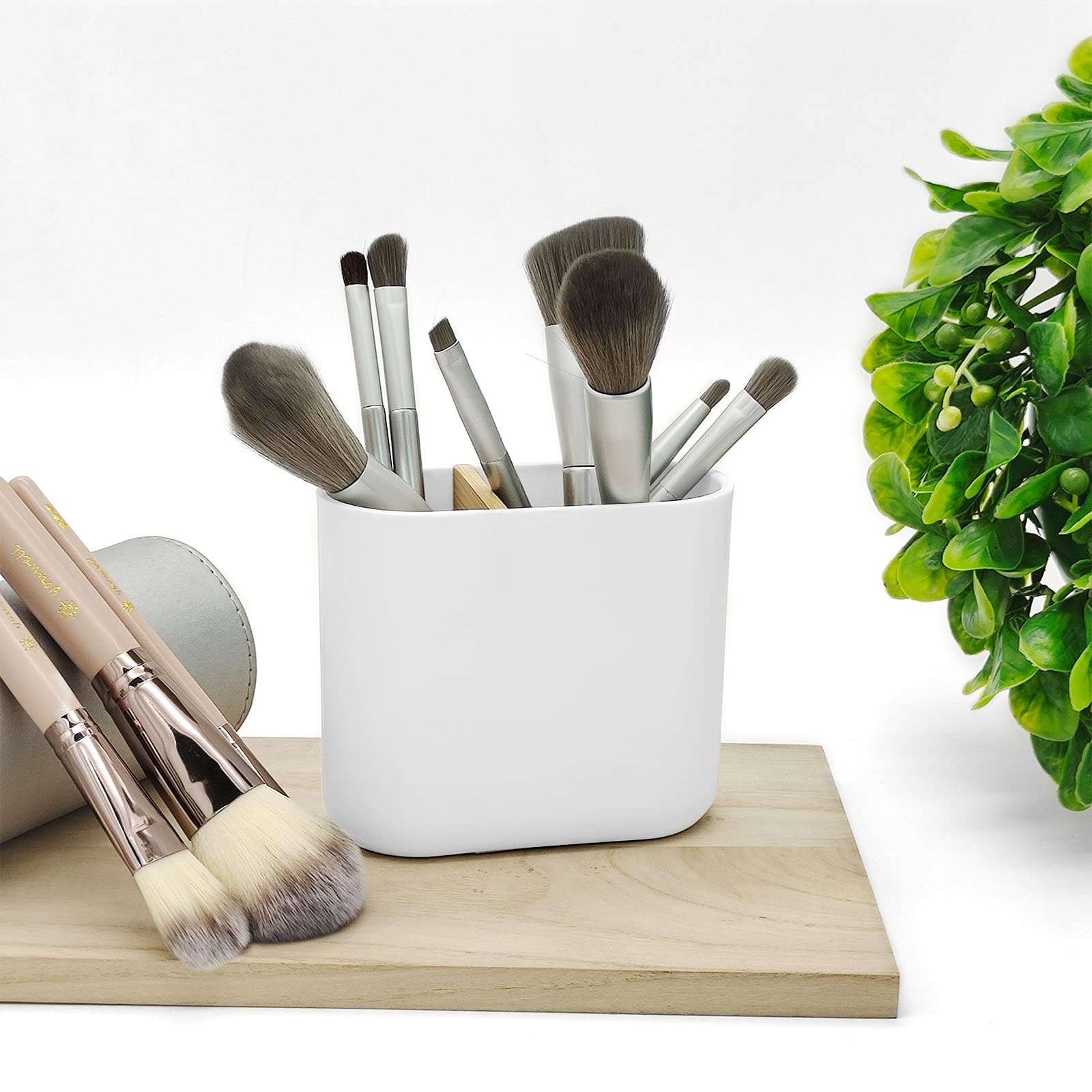 Toothbrush Holder with Bamboo Divider,Detachable for Easy Cleaning Multi-Func...