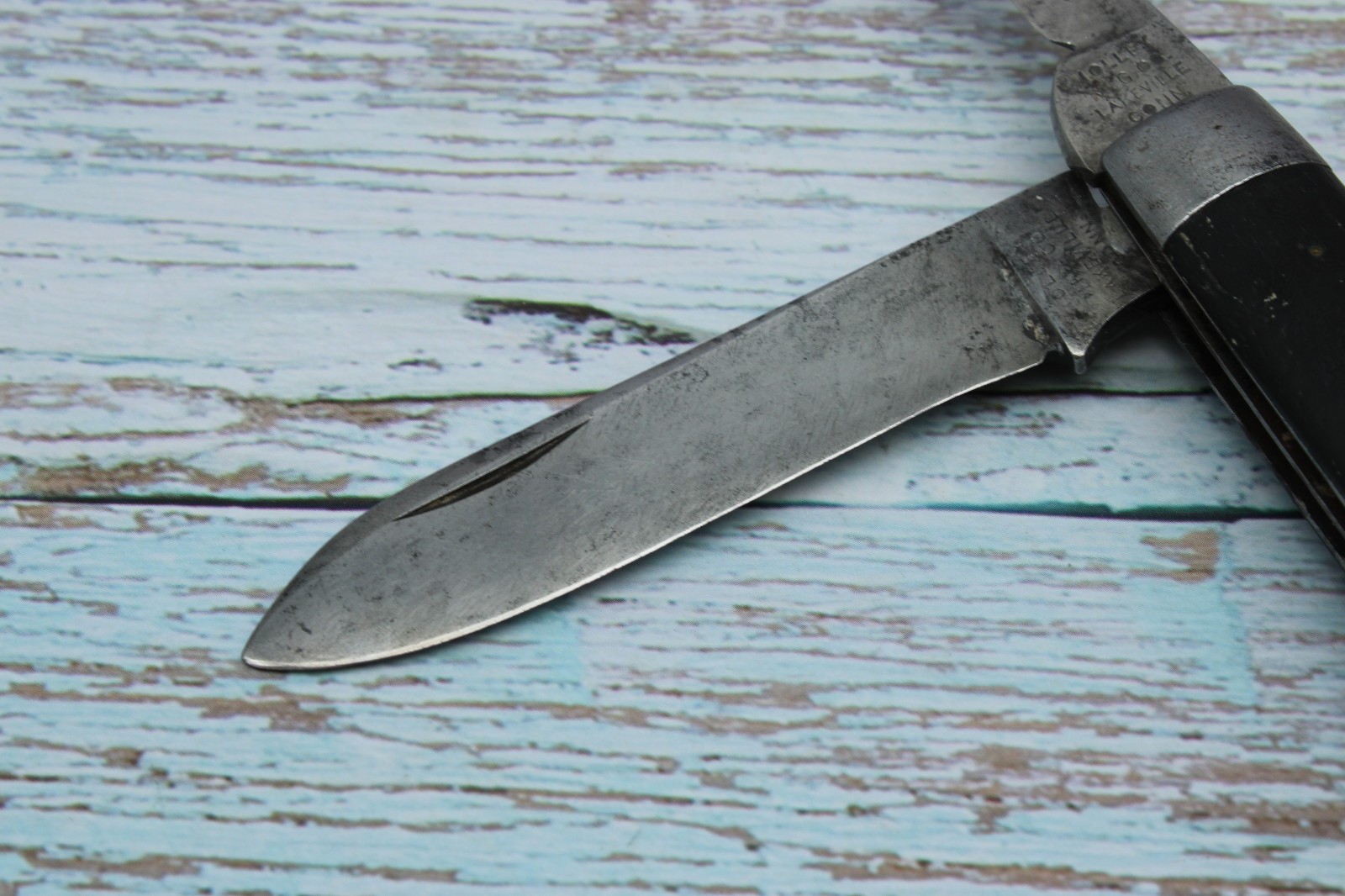 1854-1930 Holley MFG Co. Lakeville Con. Ebony Jack Knife