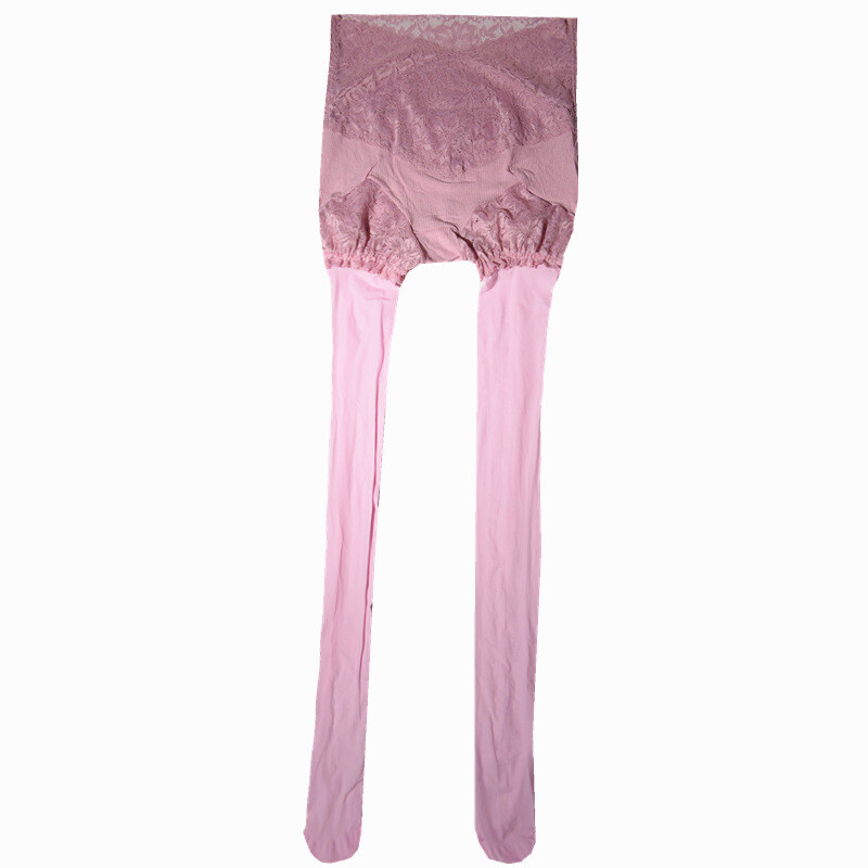 Open Crotch Lace Pantyhose Stretchy Tights Glossy Panties and Stockings in One