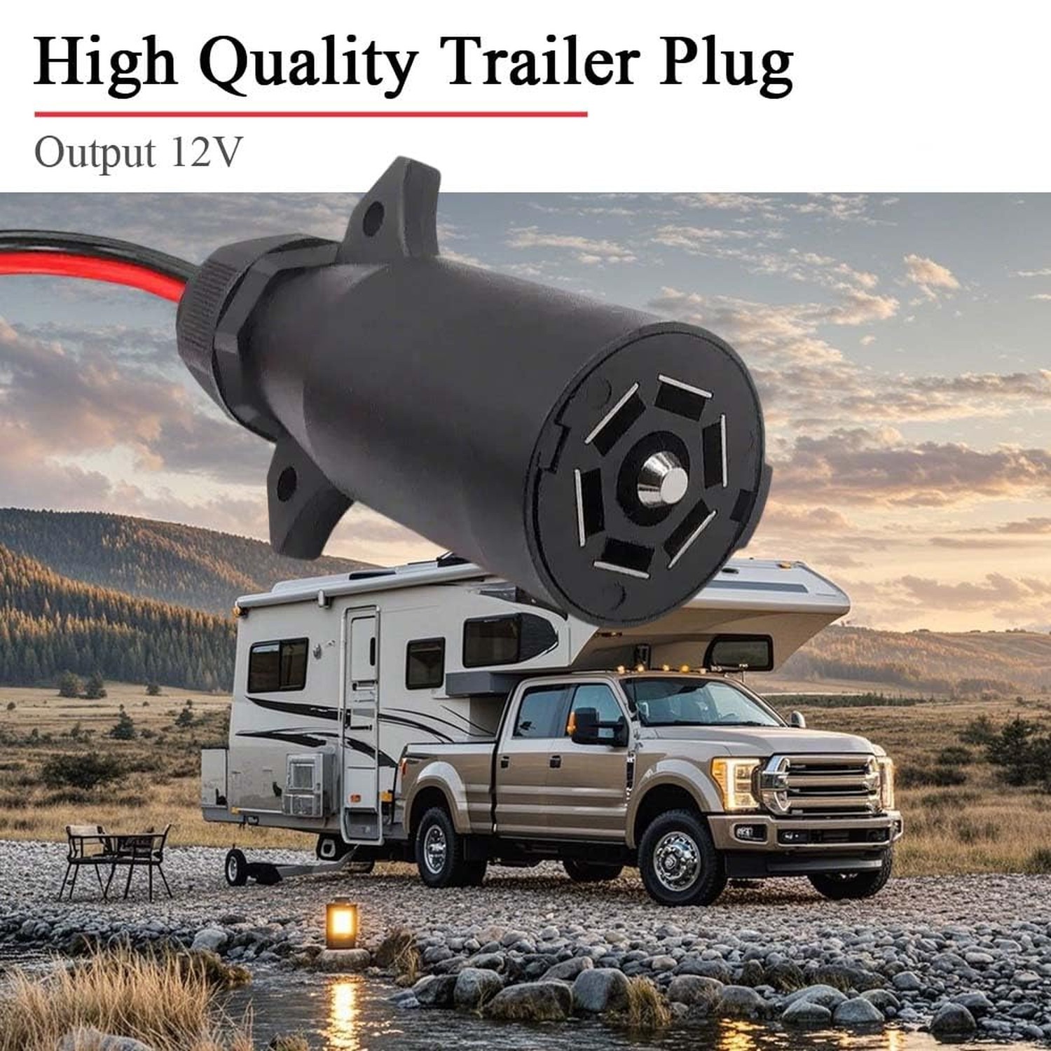 7 Pin Power Access, 7 Way Trailer Plug to SAE Cable, 7 Pole Round RV-Style Tr...