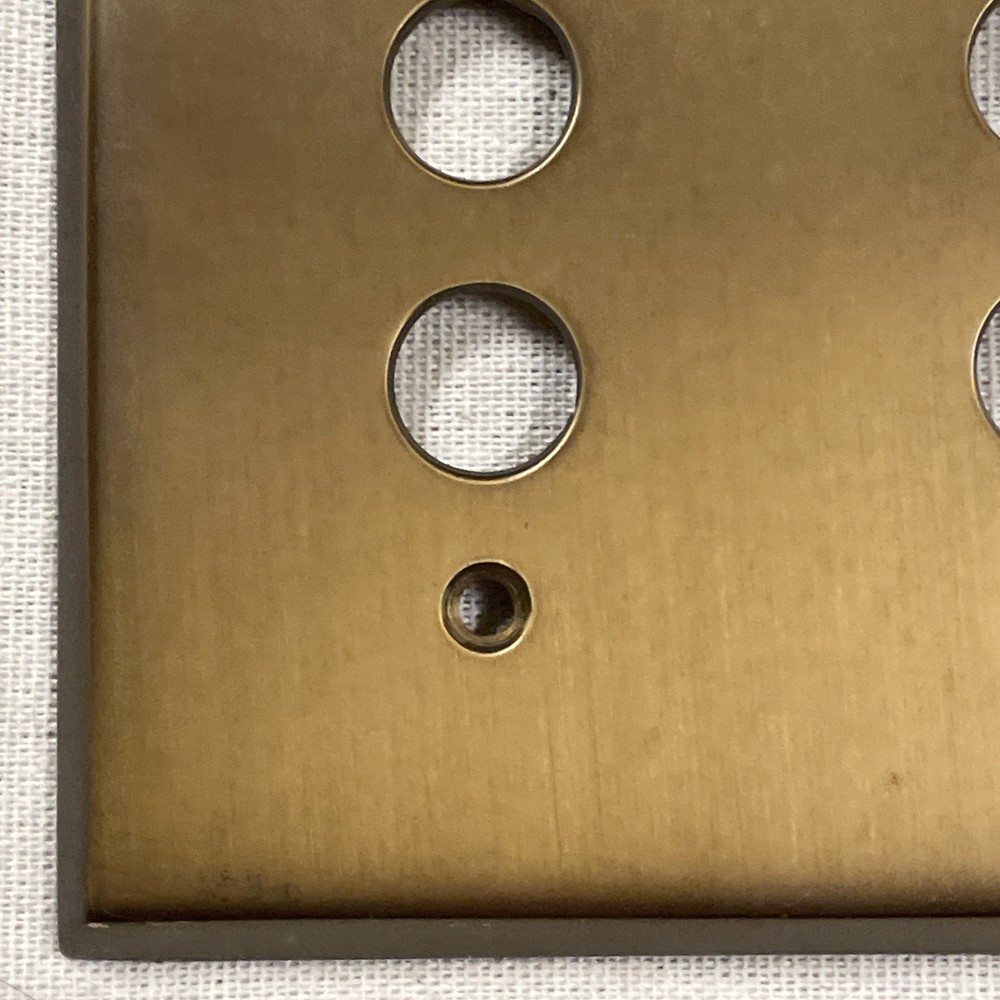 Double Push Button Solid Brass 2 Gang Switch Plate Wall Box Cover Antique Vtg