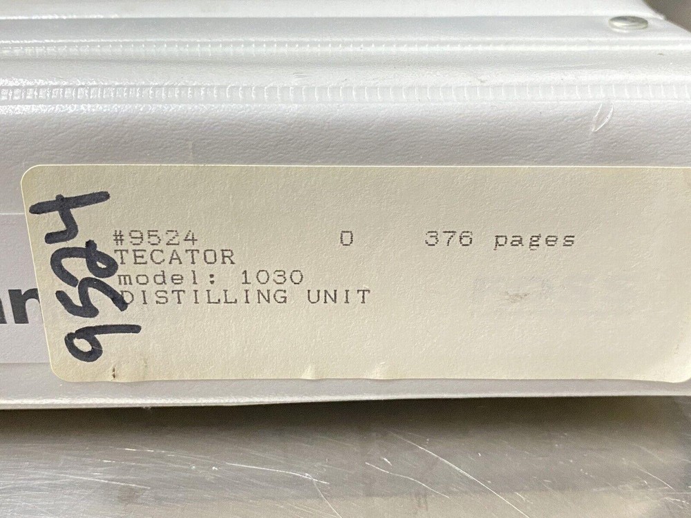 Tecator 1030 Distilling Unit - Users Guide / Instruction Manual / Book