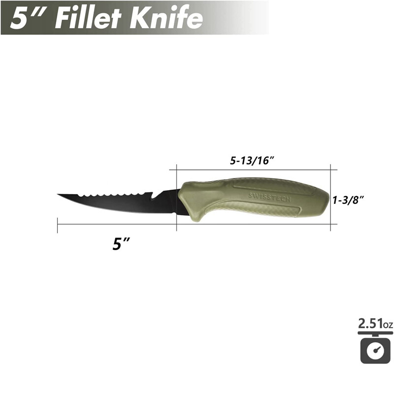 Swiss+Tech Floating Fishing Fillet Knife for Filleting Boning 5 inch Steel Blade
