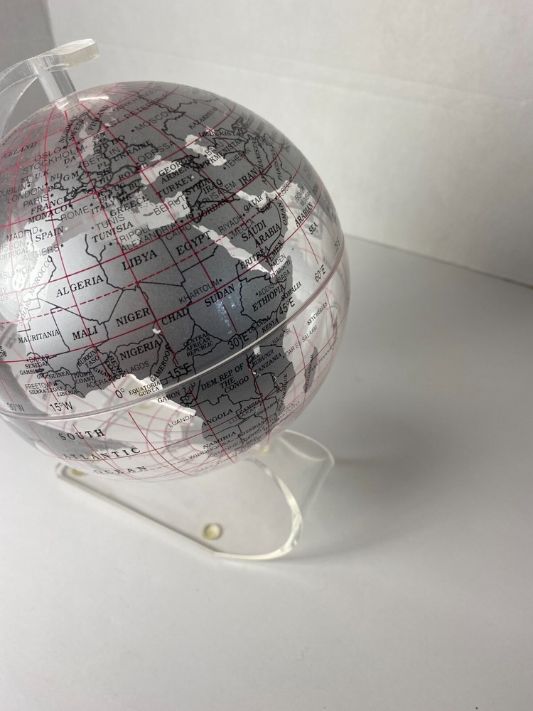 2002 Spherical Concepts 8" Clear World Globe Acrylic Stand Desk Globe