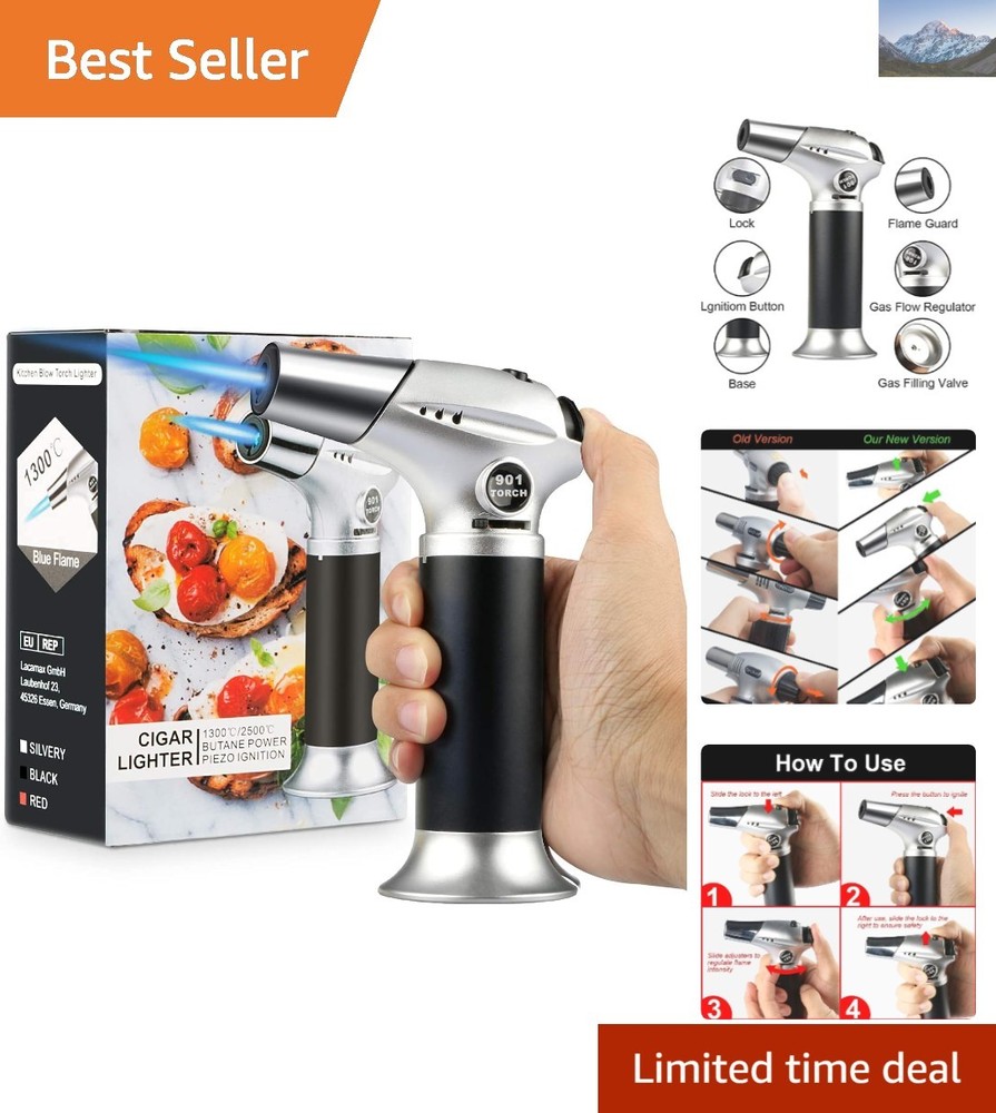 Elegant Refillable Culinary Torch: Adjustable Lock Flame for Perfect Desserts
