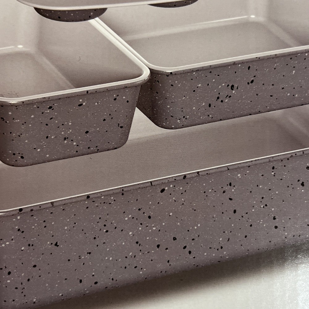 Bakken 8-Piece Stackable Bakeware Set - Ceramic Non-Stick Coating, Marble Color
