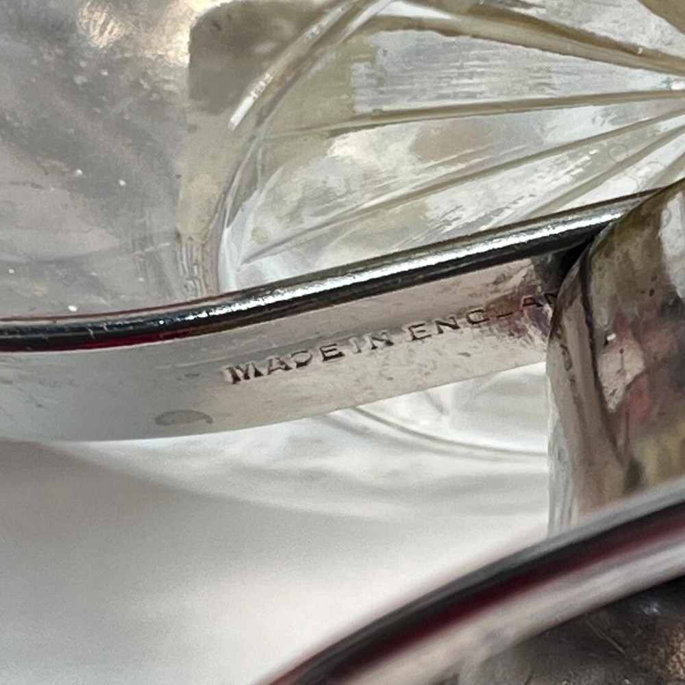 VTG 1956 Silverplate Sugar Server ABRAplate Glass Insert England 3.5"Dia x4.5"H