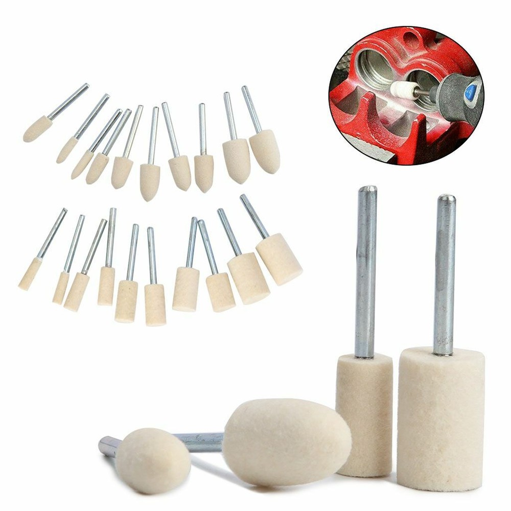 20pcs Wool Felt Polishing Bits Buffing Pads Tips Rotary Tool for Grinder Bit Kit