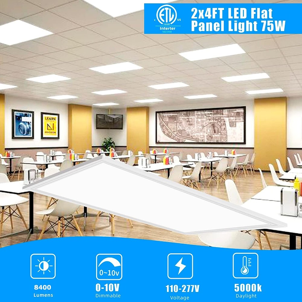 2x4Ft LED Panel Troffer Edge-Lit Flat (8 Pack) 75 Watt,7800LM Drop Ceiling Light