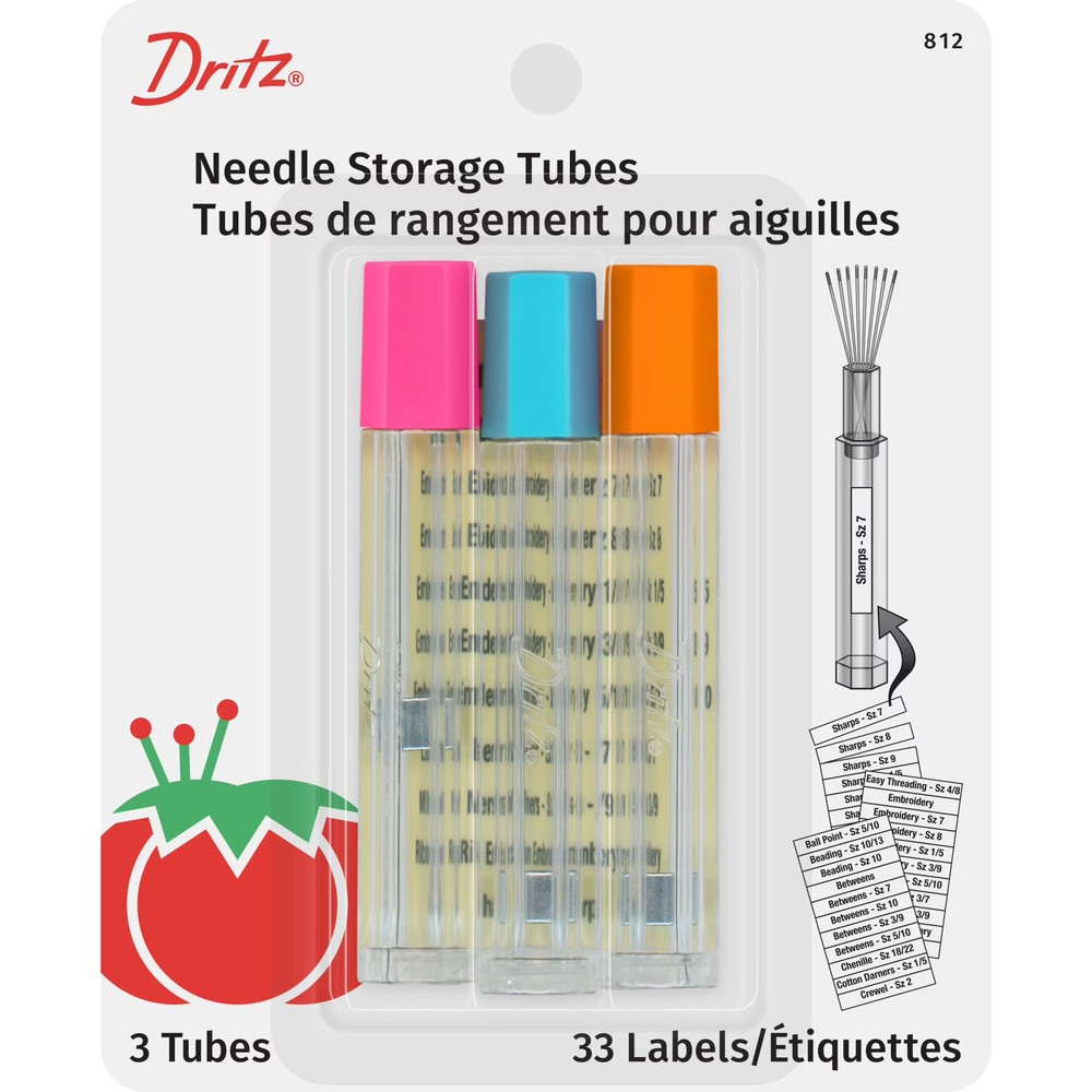 Dritz Needle Storage Tubes for Needles Tubes Labels
