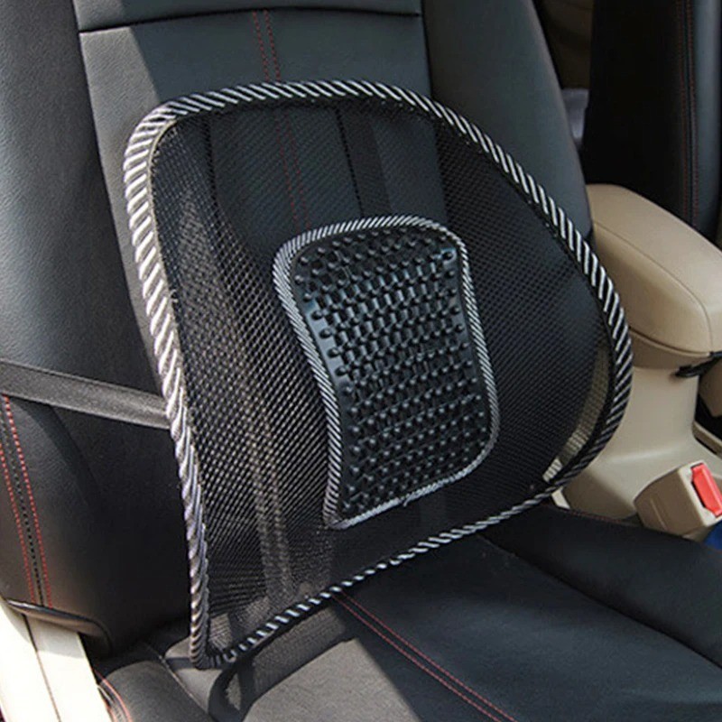Car Seat Back Support Breathable Mesh Back Lumbar Support Cushion w/Massage Bead