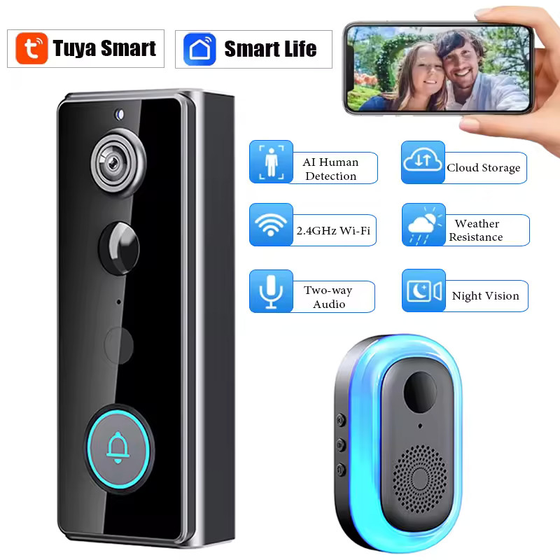 Smart Doorbell with Camera Wireless WIFI Tuya App Remote Control Video Intercom