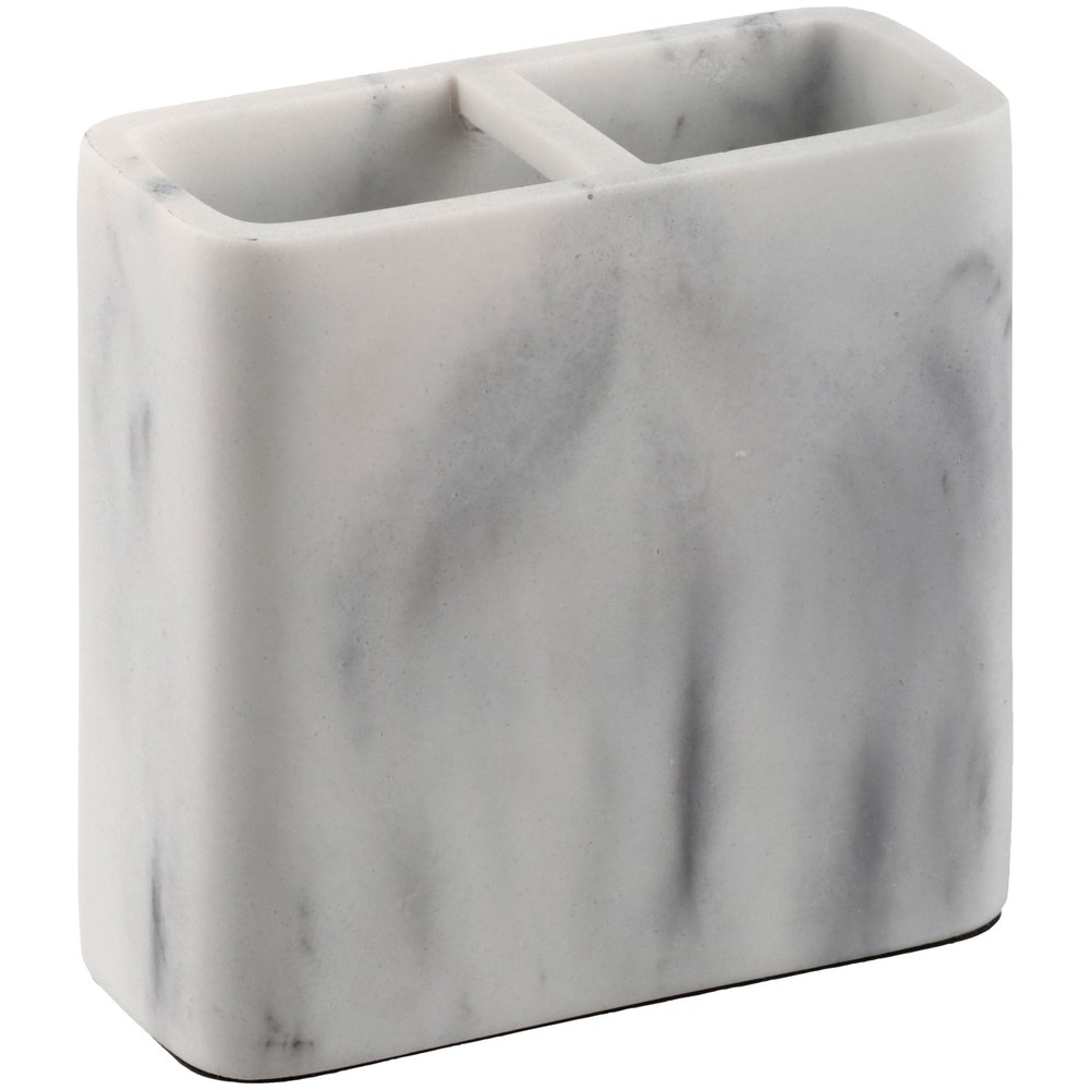 Faux Marble Toothbrush Holder White