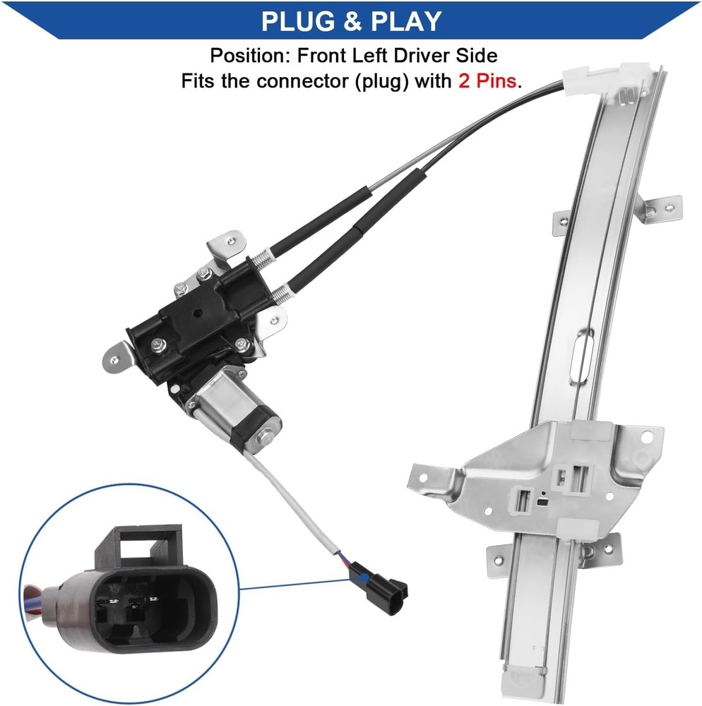 741-637 Front Left Driver Side Power Window Regulator with Motor Compatible with