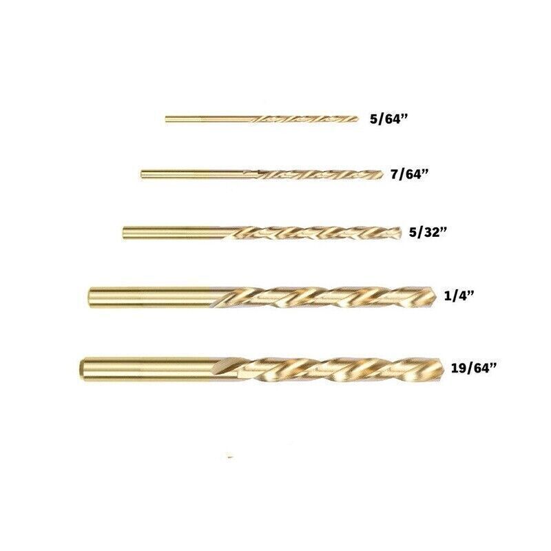 Titanium Plating Solid Carbide Left Hand Spiral Flutes Twist Drill Bit 5Pcs