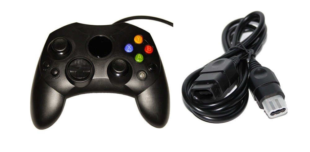 Black Xbox Original Controller Bundle Controller And Extension Cable By Mars 5Z