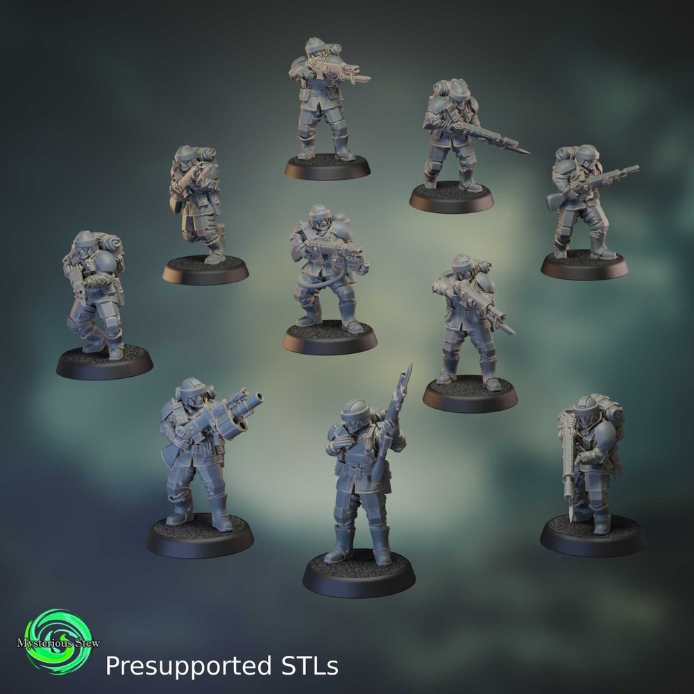 Trench Guard - Imperial Conscripts - 28mm 32mm - Grimdark - Sci-fi