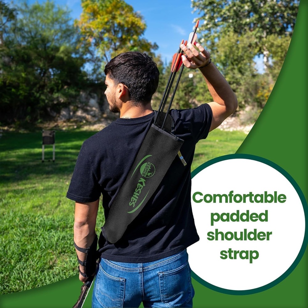 Compact Back Arrow Quiver with Breathable Bottom - Adjustable & Versatile Design