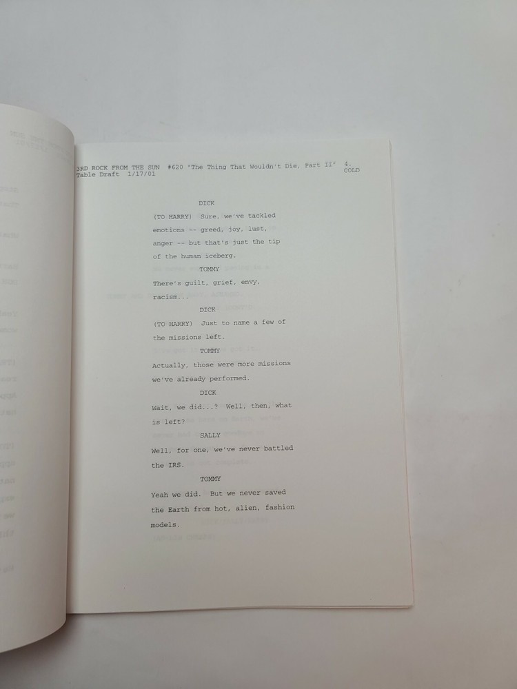3RD ROCK FROM THE SUN / 2001 TV Script, "The Thing That Wouldn't Die: Part 2"