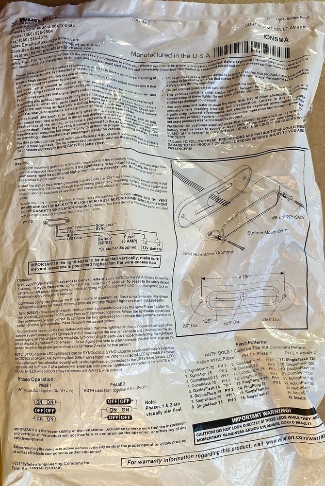 Whelen LED Surface Mount Amber Light IONSMA 01-054030