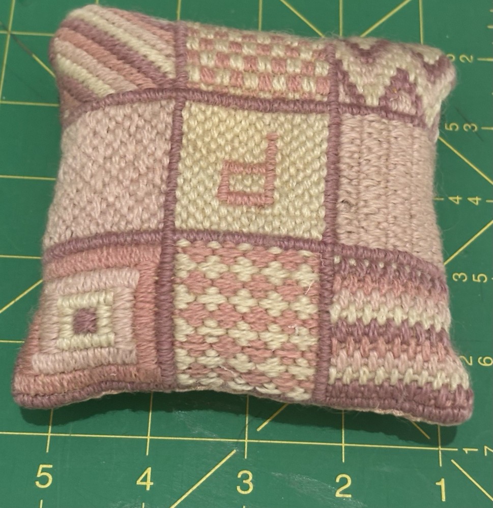Needlepoint Pin Cushion Vintage Stitch Sampler