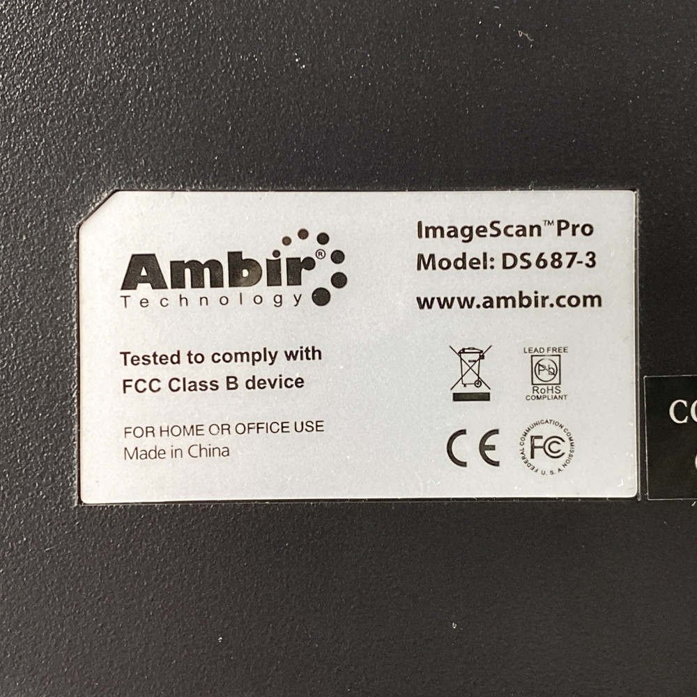 Ambir DS687-3 Scanner No USB Cable Untested