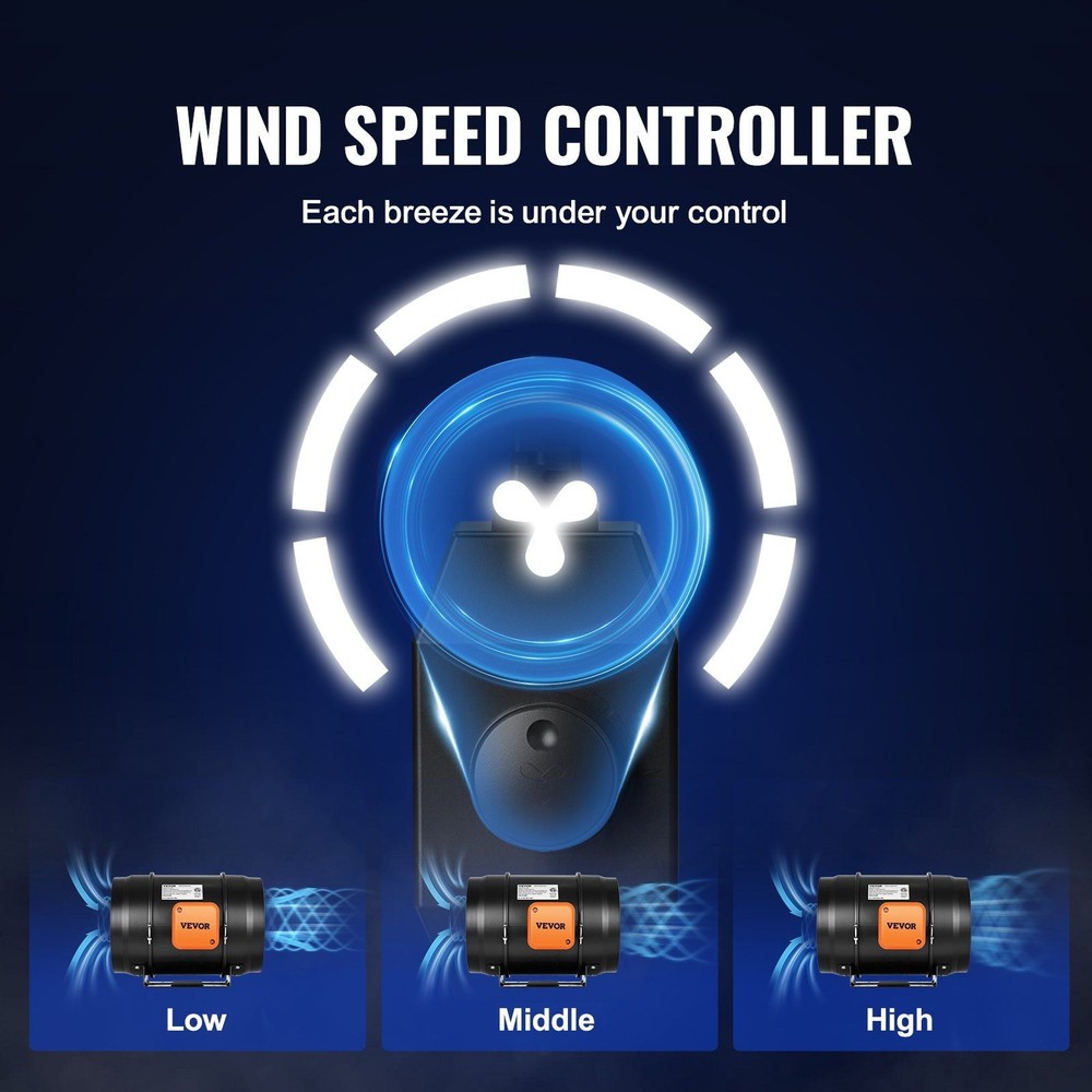 8in Duct Fan HVAC Blower AC Variable Speed Control Inline Exhaust