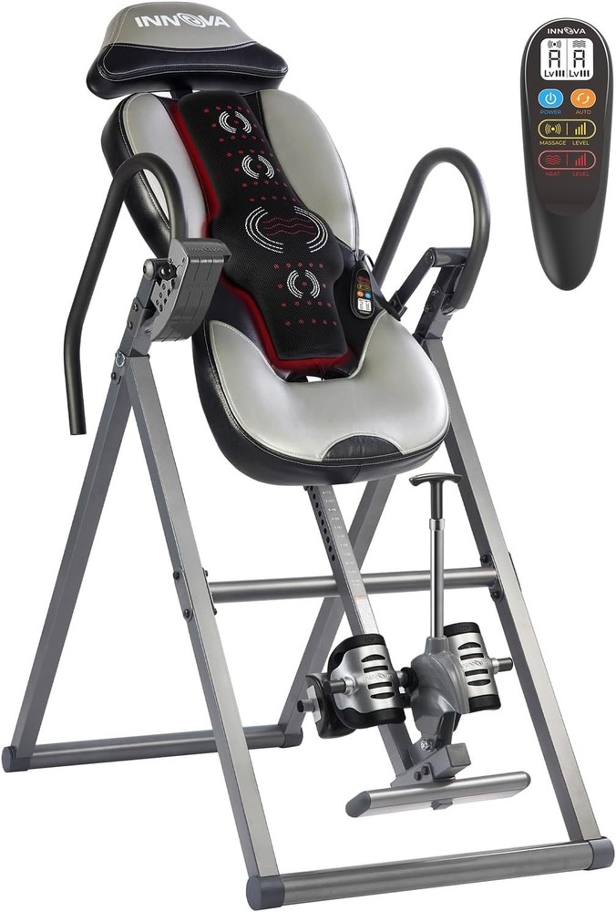 Inversion Table with Integrated Massage Pad and Safe Ankle Holding System