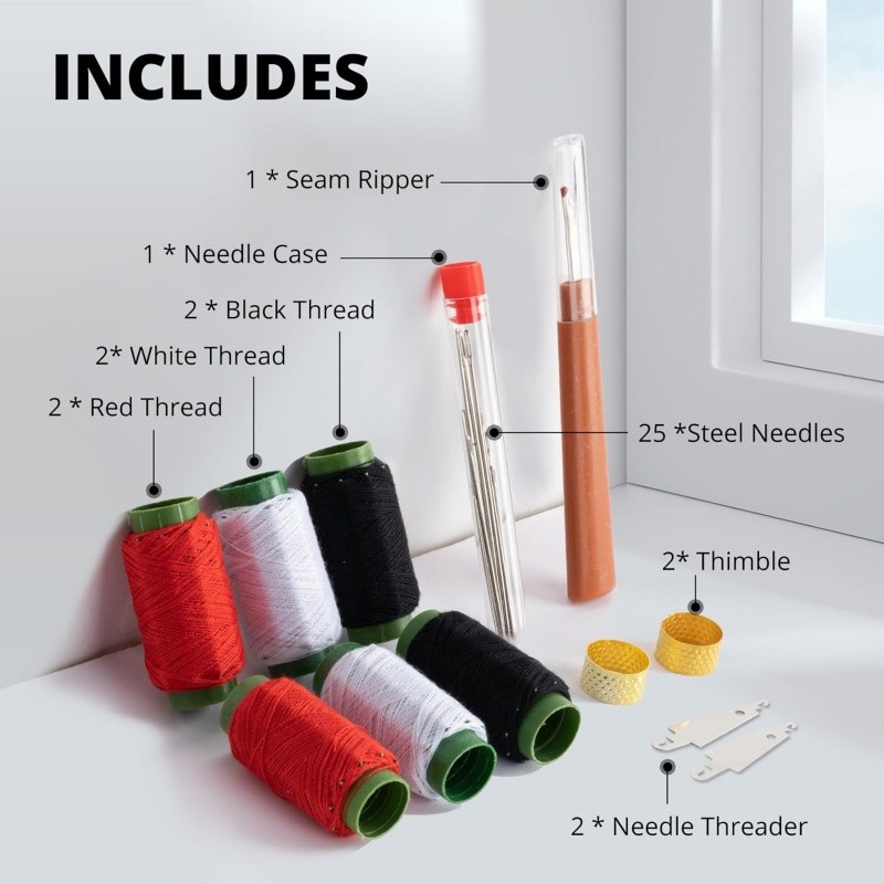 37PCS Sewing Tool Set,Needles Thread Hand Repair Tools,Portable Sewing Kit