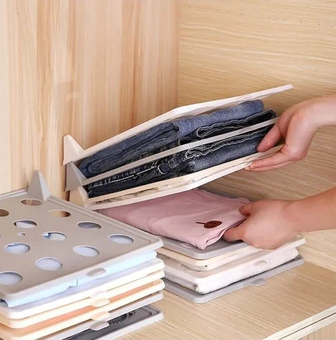 Layered Folding Clothes Storage Board Pants T-Shirt Organizer Rack For Home Ward