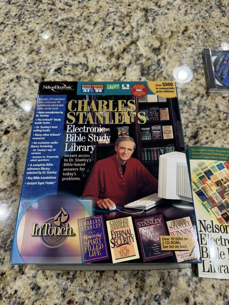 Charles Stanley Electronic Bible Study Library Quick Start Guide 2 CD 1998 Rare