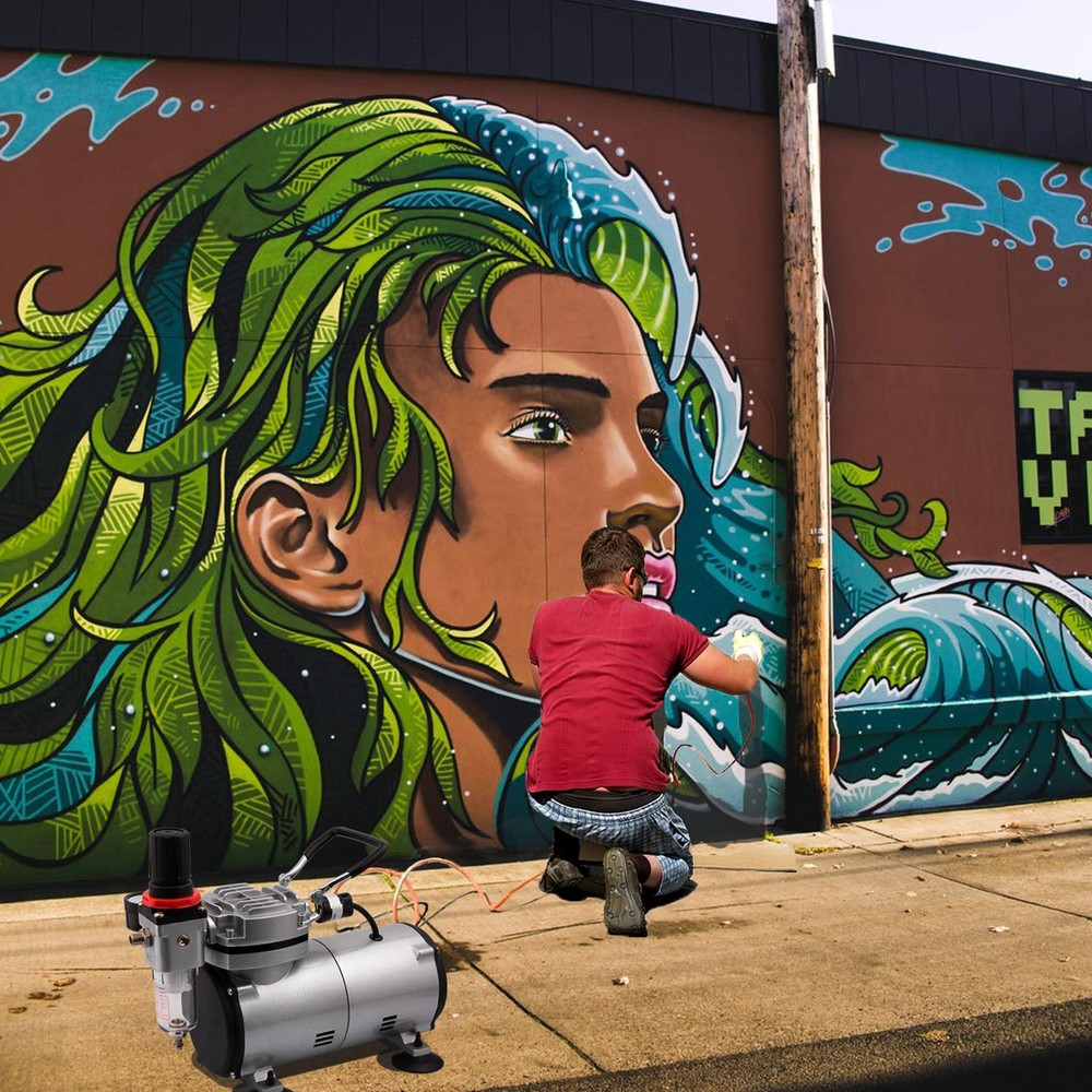 TIMBERTECH Airbrush Compressor AS18-2, Basic Mini Compressor, 4 Bar/Auto Stop