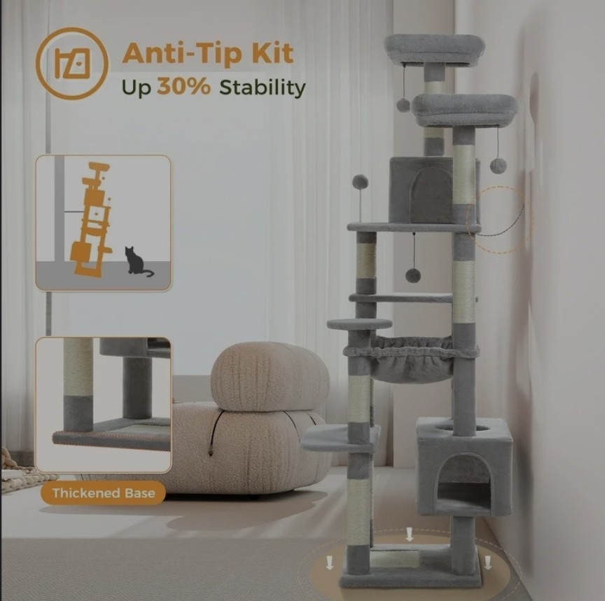 73"Cat Tree for Cats Multi Level Play Tower Condo Cat Scratching Post