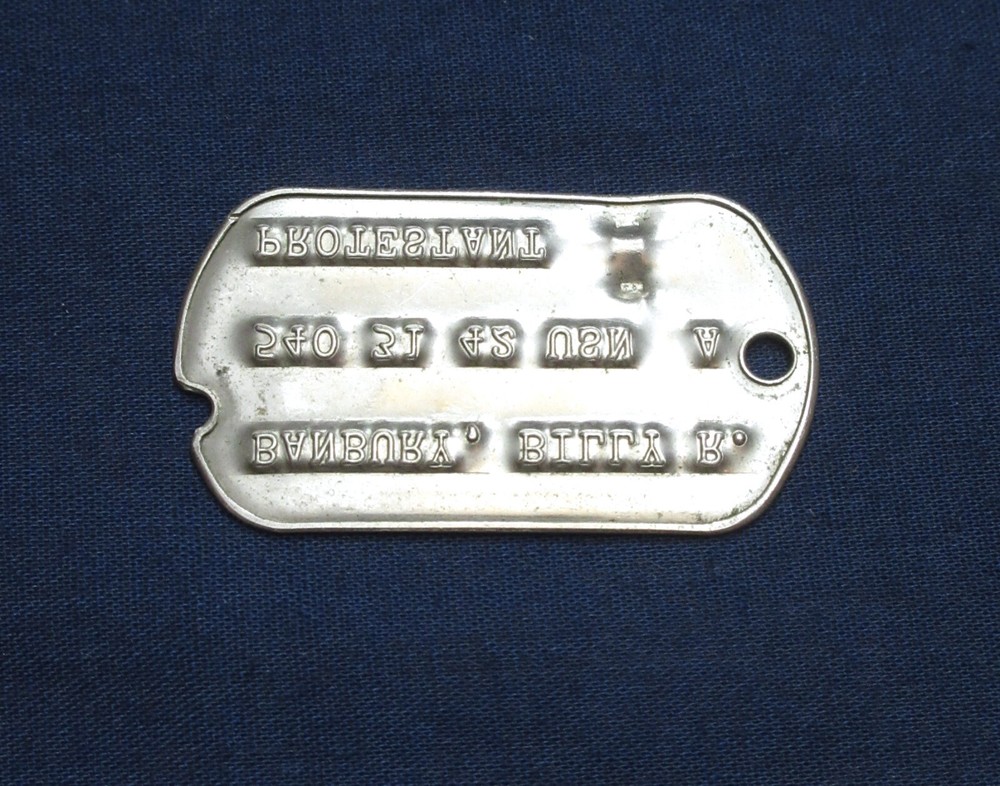 WWII USN Single Dog Tag - Billy R. Banbury 42