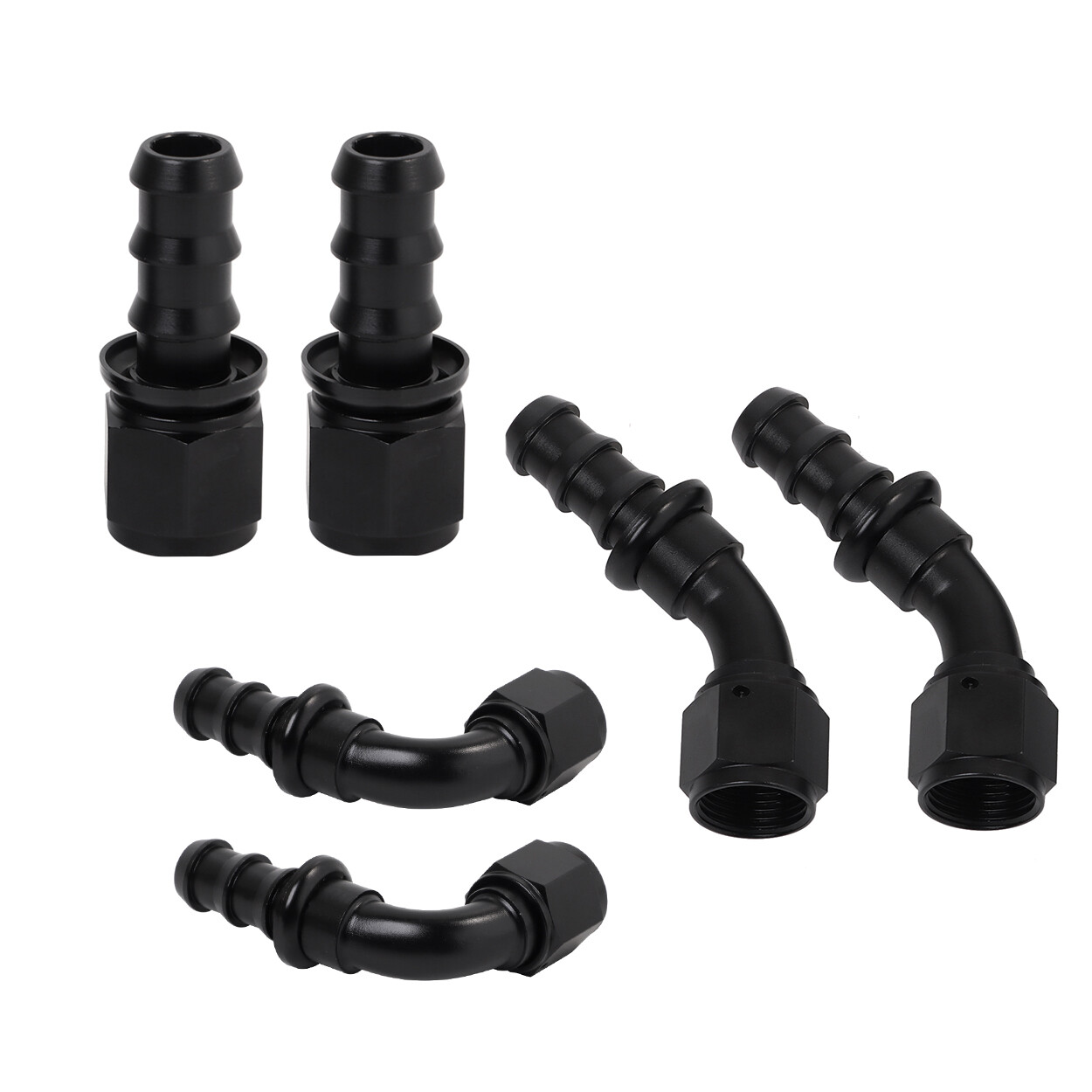 LokoCar 6AN 8AN 10AN Push Lock Hose Fitting End 0° 45° 90° Degree Black 2PCS