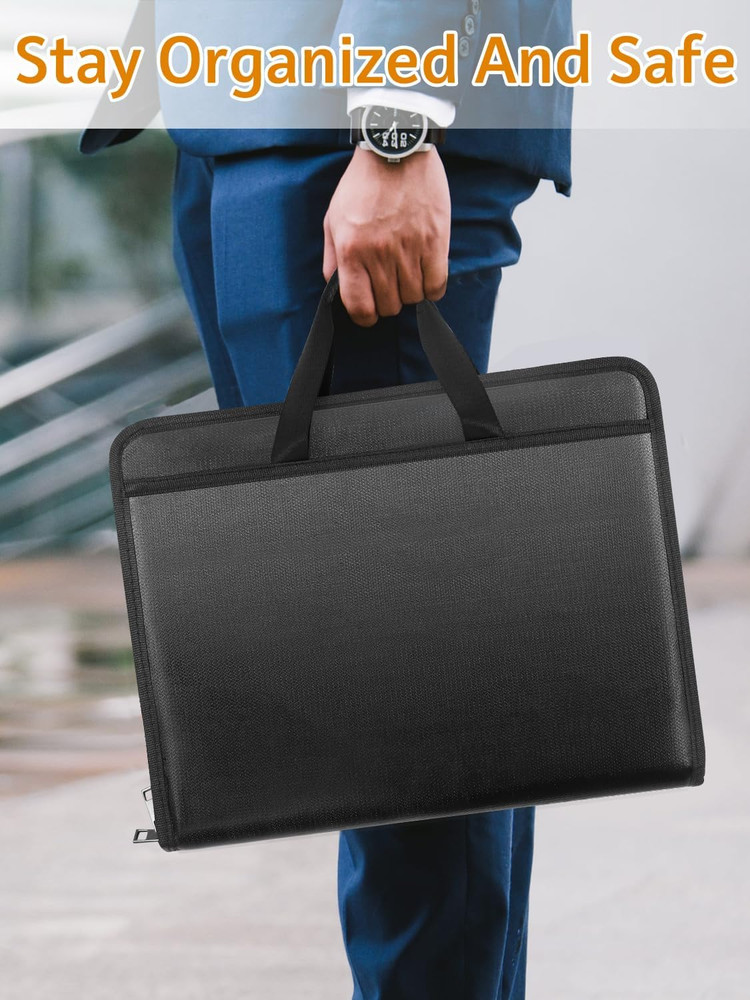 Fireproof Document Organizer Accordion File Folder with Zipper 13 Pockets