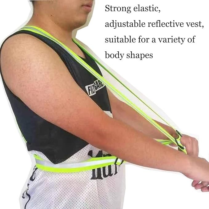 2pcs Reflective Vest, Adjustable High Visibility Reflective Green & Orange