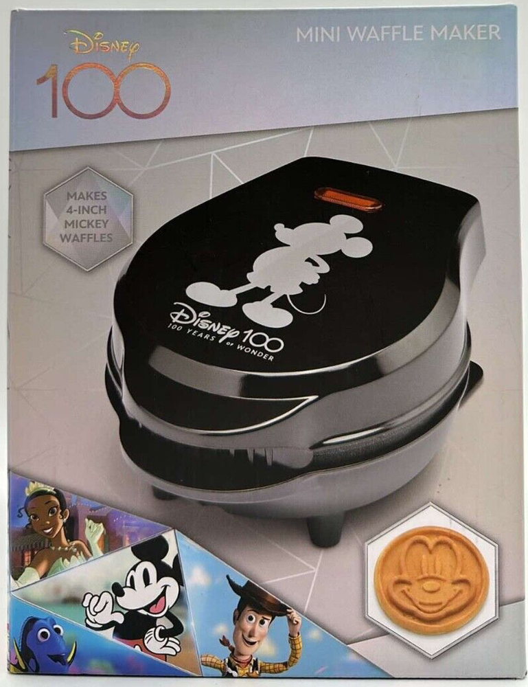 Disney 100 Mini Waffle Maker ~ Makes 4 Inch Mickey Waffles ~