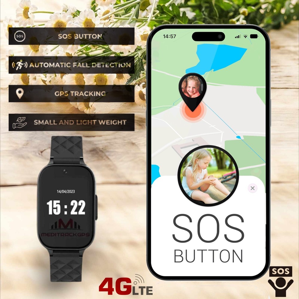 MediTrackGPS® 4G GPS Tracker Personal Elderly Senior Tracking Device Watch MT52