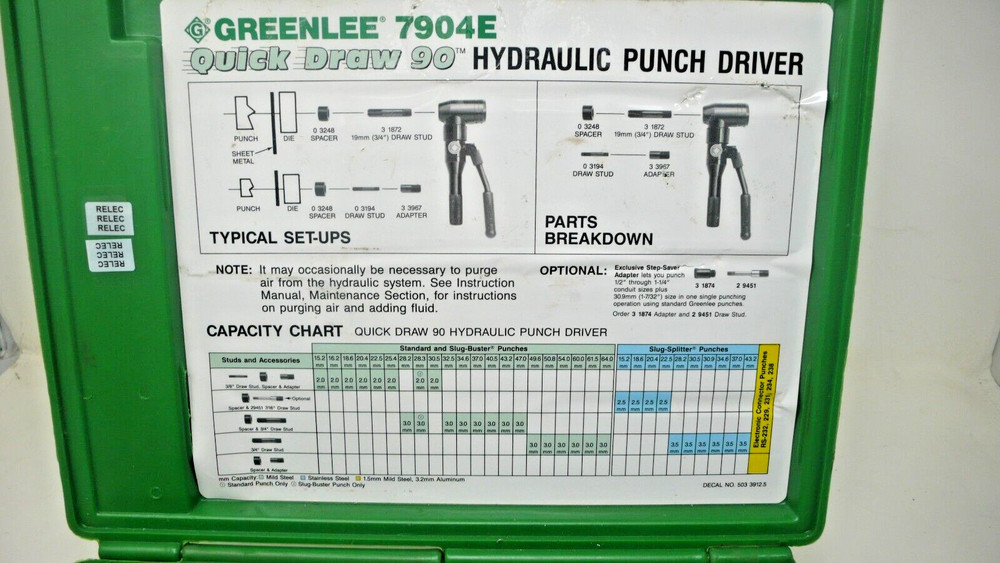 Greenlee 7904-E Quick Draw 90 Hydraulic Punch Driver Kit