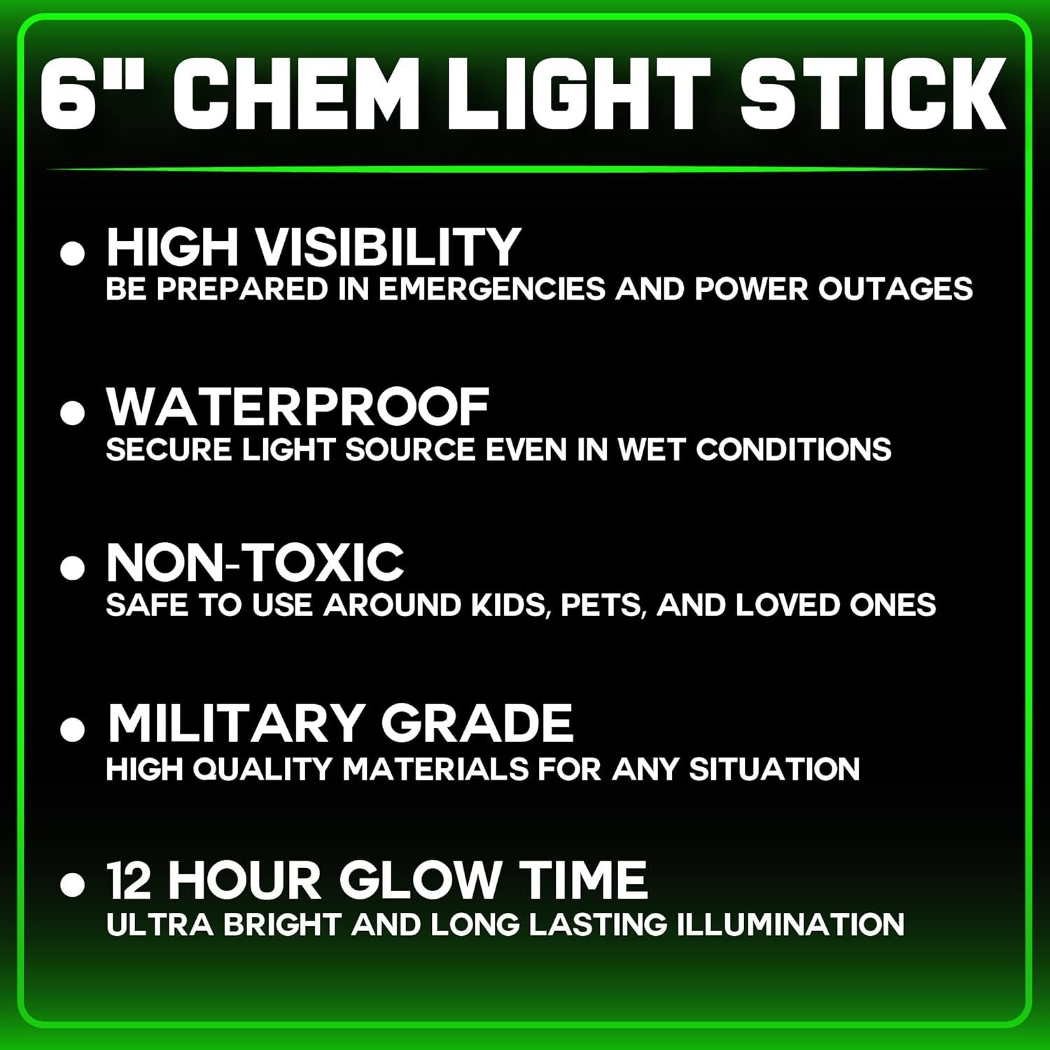 Military Grade Green Glow Sticks - 25 Pack - 12 Hour Bulk Tactical Light Sticks