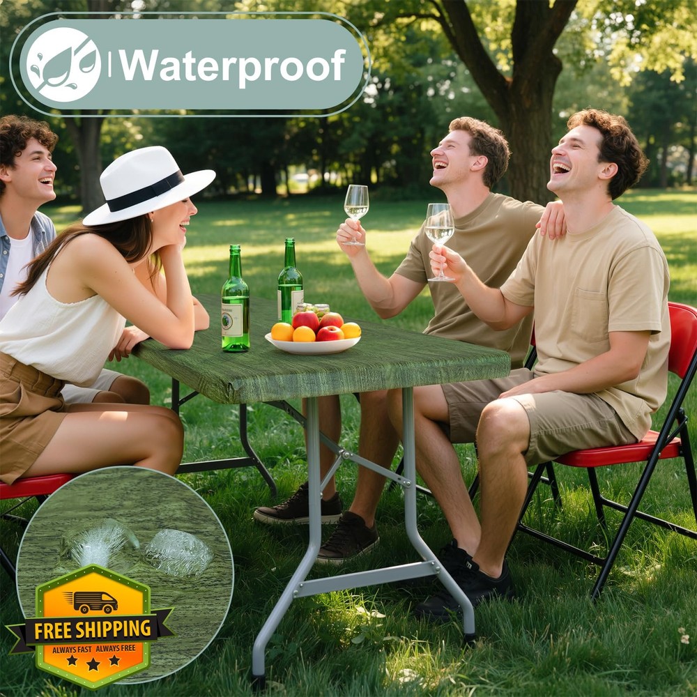 misaya Rectangular Vinyl Tablecloth Fitted 30x96 inch Waterproof Green