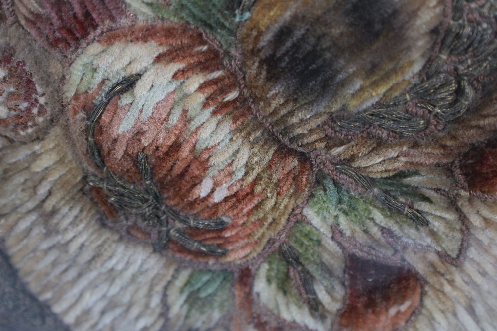 Antique Needlepoint Fabric Weave Framed